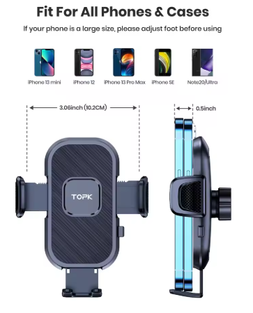 TOPK Car Phone Holder Gravity Stand Dashboard Windshield Mount 6