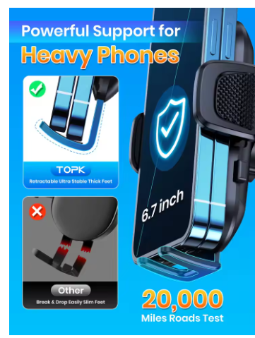 TOPK Car Phone Holder Gravity Stand Dashboard Windshield Mount 8