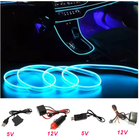 Car Interior LED Ambient Light Strips 1M/3M/5M Dashboard Console 6